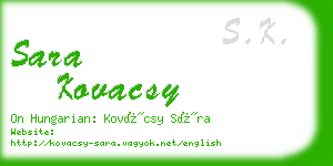 sara kovacsy business card